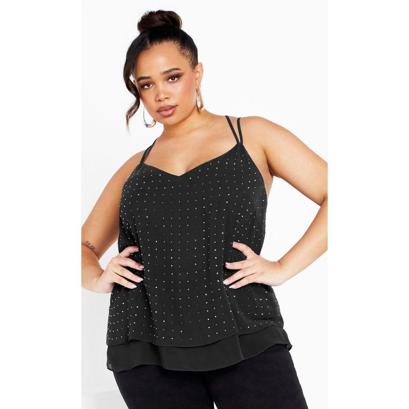 Women's Plus Size Strappy Nail Top - black |   CITY CHIC, 1 of 6