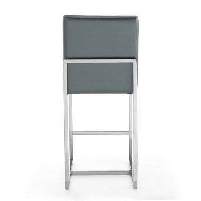 Manhattan Comfort Graphite Faux Leather 24" Counter Stool with Chrome Frame