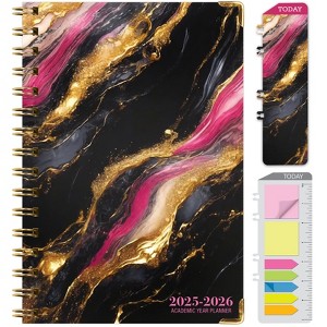 Global Printed Products Hardcover AY 2025-2026 Fashion Planner - 5.5"x8" (Dark Gold Marble) - 1 of 4