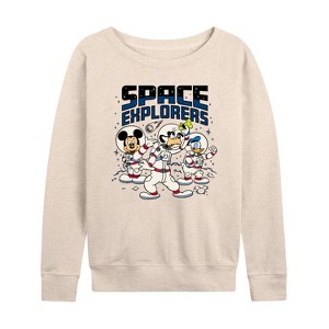 Women's - Disney - Space Explorers Lightweight French Terry Wide Neck Long Sleeve Shirt - 1 of 4