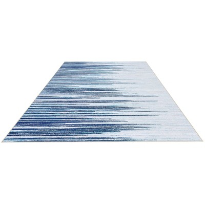 Washable Living Room Rug 9 x 12 Large Modern Striped Accent Carpet with Non-Slip Backing, Linear Geometric Floor Cover, Stain-Resistant Low Pile