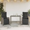 vidaXL Patio Dining Set with Cushions Outdoor Garden Furniture Poly Rattan - Gray 35.4" Table Length 2 Items - 2 of 4