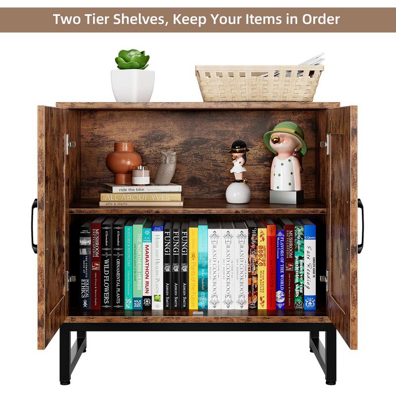 Whizmax Sideboard Buffet Cabinet, Kitchen Storage Cabinet with Rattan Decorated Doors, Accent Cabinet for Bar, Dining Room, Hallway, Console Table, 4 of 7