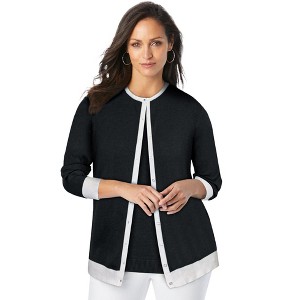 Jessica London Women's Plus Size Fine Gauge Cardigan - 1 of 4