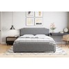 Platform Bed Frame, with Rivet Decor Headboard, Velvet Upholstered Bed Frame with Strong Wood Slat Support, No Box Spring Needed, Gray - 4 of 4