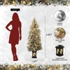 Coucheta 4.5Ft Pre-Lit Snow Flocked Christmas Tree with 8-Mode Warm White LEDs, Mini Pine Tree for Indoor/Outdoor Holiday Decor, Black Base - 2 of 4