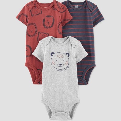 Image of Carter's Just One You® Baby Boys' 3pk Heather Tiger Bodysuit - 6M