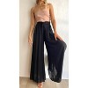 Women's Casual Adjustable Waistband Wide Leg Loose Pants High Waist Trousers for Daily Wear - 2 of 3