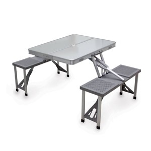 Oniva Aluminium Rectangle Portable Picnic Table with Seats - Silver - 1 of 4