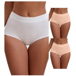 INSPIRE CHIC Women's High Waist Tummy Control Elastic Waistband Comfortable Brief 3 Packs - 1 of 4