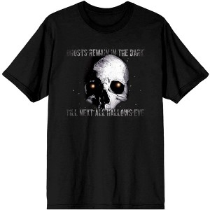Halloween Skull Ghosts Remain In The Dark Men's Black T-Shirt - 1 of 3