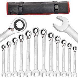 Garvee 12-Piece Fixed Wrench Set, Reversible Ratcheting Combination Set, Metric 8mm-19mm with Storage Bag for motorcycle/car/mechanical etc. - 1 of 4