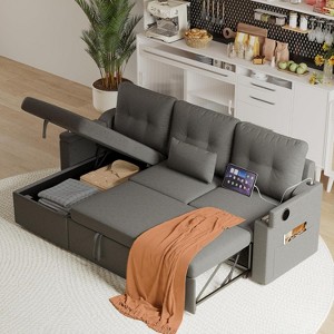 Garvee Sofa Bed, Sleeper Sofa with Storage, Pull Out Couch, Reversible for Living Room, Removable Cushion Covers/USB Type-C Ports - 1 of 4