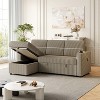 VYNXARIA 85 Inches Corduroy Sofa Bed,3 Seater Sleeper Sofa with Storage Chaise,Pull Out Couch£¬BROWN - 3 of 4