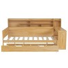 Bellemave Full Size Daybed Frame with Twin Size Trundle, Corner Bed with Storage Shelves and Desk, Natural - 3 of 4