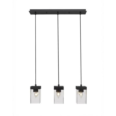 Toltec Lighting Nouvelle 3 - Light Pendant in  Espresso with 4" Square Clear Bubble Shade