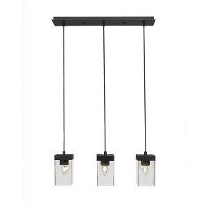 Toltec Lighting Nouvelle 3 - Light Pendant in  Espresso with 4" Square Clear Bubble Shade - 1 of 1