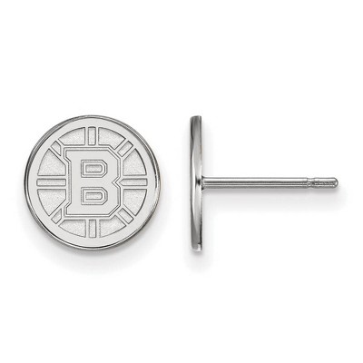 Black Bow Jewelry 14k White Gold Boston Bruins NHL Stud Earrings