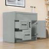 Bath Vanity Cabinet without Top 42 in. W x 21.5 in. D x 33.5 in. H Bathroom Vanity in Sky Grey with Black Handle - 4 of 4
