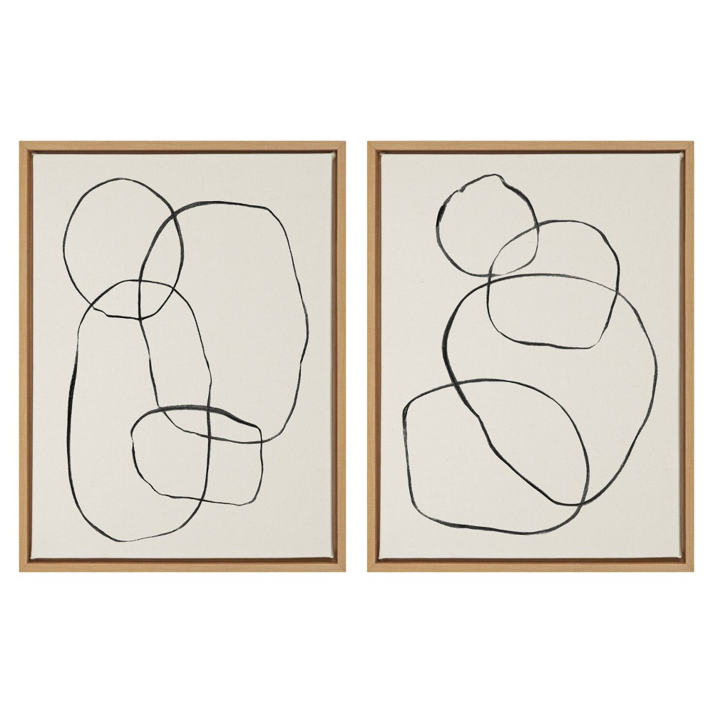 Photos - Other Decoration  18" x 24" Sylvie Circles and Going in Circles Framed Canvas Set by Teju Reval Natural - Kate & Laurel All Things(Set of 2)