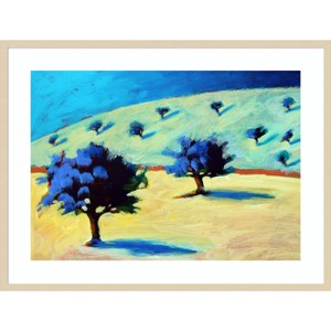 41" x 31" Blue Scape with Trees by Paul Powis Wood Framed Wall Art Print - Amanti Art: Giclee Landscape Lithograph - 1 of 4