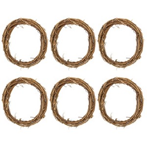 Unique Bargains Metal Door Window Decorations Hoop Round Rattan Wreaths 6 Pcs - 1 of 4