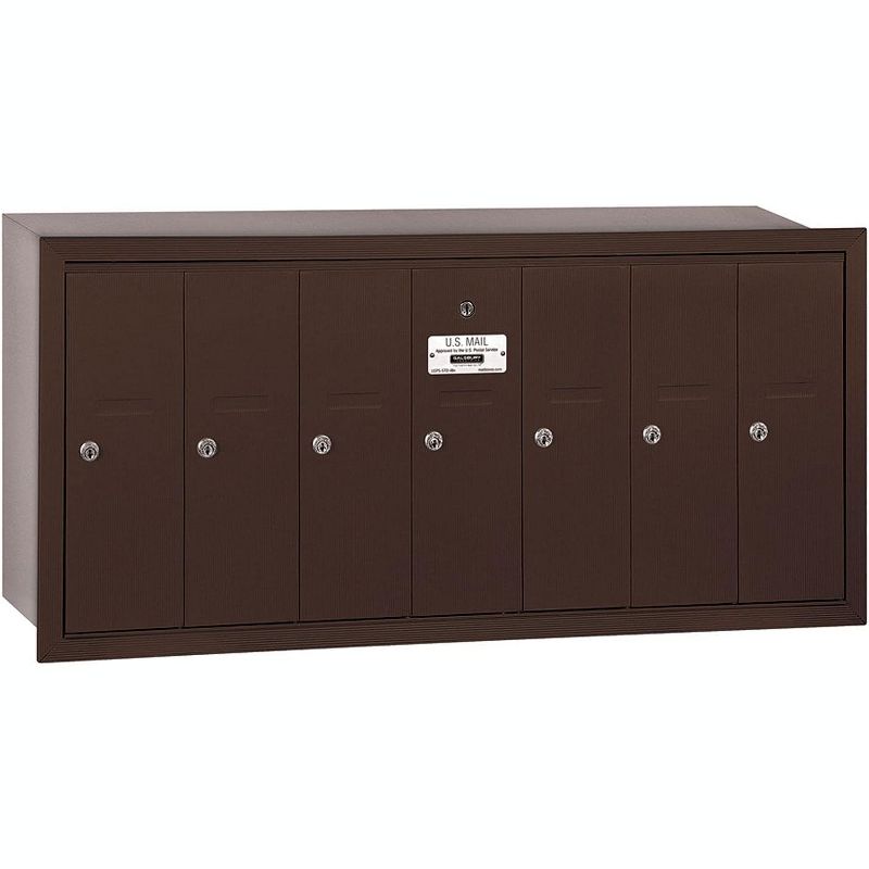 Salsbury Industries 3507ZRP Recessed Mounted Vertical Mailbox with Master Commercial Lock, Private Access and 7 Doors, Bronze, 1 of 2