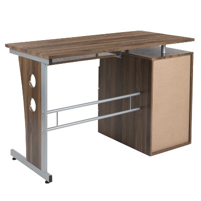 Rustic Walnut Executive Desk with Drawer and Keyboard Tray