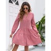 Coolmee Women's Mini Dresses Casual V Neck Button Down Long Sleeve Plaid Print Loose Flowy Shirt Dress - 4 of 4