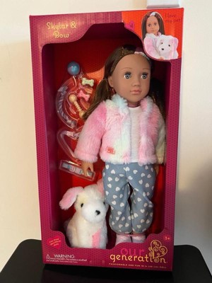 Our Generation Skylar & Bow Matching 18'' Doll & Pet Rainbow Puppy Set :  Target