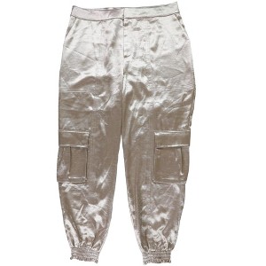 GUESS Womens Satin Cargo Casual Jogger Pants - 1 of 3