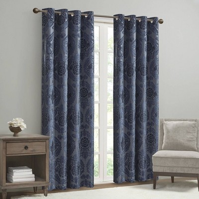 Navy Paisley Jacquard Blackout Grommet Curtain Panel