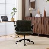VINGLI Criss Cross Chair with Adjustable Flip-Up Arms,Cross Legged Chair with Wheels, Extra Wide Office Chair, PU Leather,Dark Green - 4 of 4