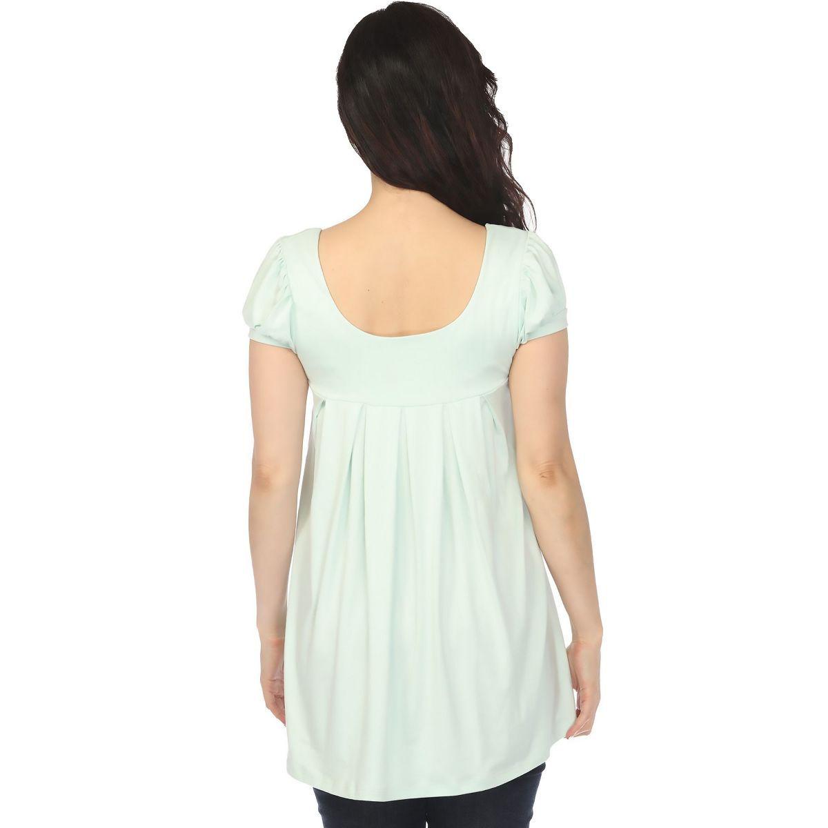 Women's Cap Sleeve Pleated Top -White Mark - thumbnail 2