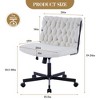 Wide Seat Office Chair, Armless Computer Desk Chair, Criss Cross Legged Chair with Wheels, Cute Task Chairs for Vanity and Home Office - 2 of 4