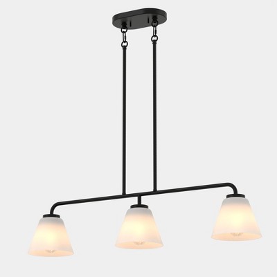 DORESshop 3-Light Black Pendant Island Light with Off-White Cone Shades ¨C E26 Socket (Bulbs Not Included)