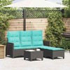 vidaXL 3 Piece Patio Sofa Set with Cushions L-shaped Couch Set Poly Rattan - Black and Blue - 2 of 4