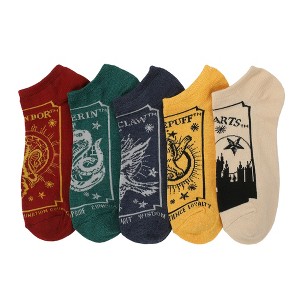 Harry Potter Hogwarts House Mascots Women's 5-Pair Ankle Socks-OSFA - 1 of 4