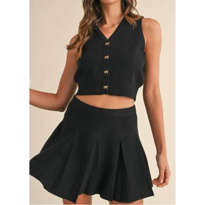 Women's Bow Buttons Knit Vest - MABLE