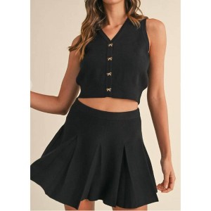 Women's Bow Buttons Knit Vest - MABLE - 1 of 4