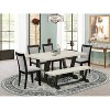 HomeStock 6-Piece Rectangle Natural Oak Finish Solid Wood Top Dining Table with 1-Bench, 4 Upholstered-Chairs - 2 of 4