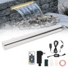 Pool Fountain Stainless Steel, Pool Waterfall with LED Strip Light, Waterfall Spillway Rectangular Garden Outdoor, LED Pool Fountains - 3 of 4