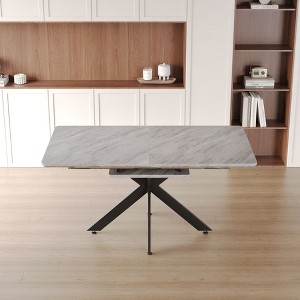 PAGED 55" Rectangle Dining Table Rustic Kitchen Table with MDF Tabletop and Metal Legs, Living Room Table for 4/6 Person - 1 of 4