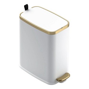Aoibox Small Bathroom Trash Can with Soft Close Lid, Slim Metal Step Wastebasket, Rectangle Narrow Garbage Bin for Office, Bedroom, Toilet,Living Room - 1 of 4