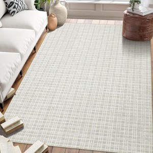 TackView Washable Checkered Area Rugs, Throw Carpet for Bedroom Living Room Entrance Laundry Bathroom Plaid Modern Farmhouse Rug - 1 of 4