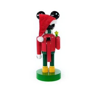 Disney Mickey Mouse 11" Red and Green Wooden Holiday Nutcracker