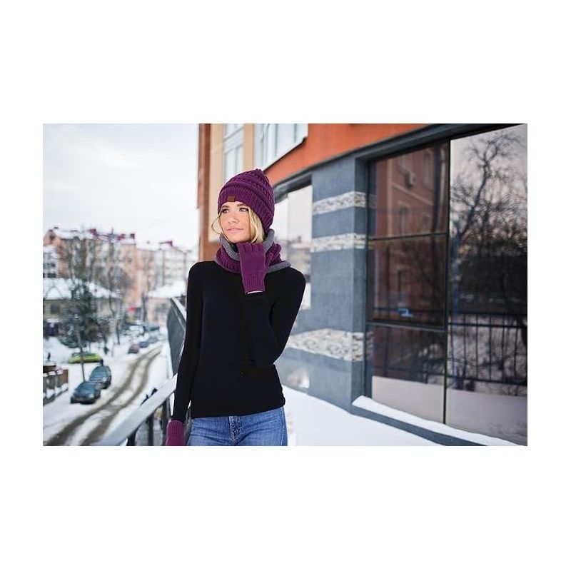 Women Winter Beanie Hat, Infinity Scarf, and Screen Friendly Gloves Set, Cold Weather Snow Gear for Adults, 2 of 3