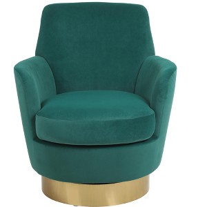 Gulches Velvet Swivel Barrel Chair, 360Swivel Accent Armchair with Gold Stainless Steel Base (Emerald) for Living Room Bedroom - 1 of 4