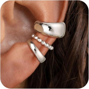 14K gold-plated ear clip set, exquisite clip-on ear cuffs, fashionable, fade-resistant, hypoallergenic jewelry gift. - 1 of 4