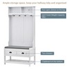 68.9" Multifunctional Hall Tree - Entryway Organizer with Coat Rack, Shoe Storage & 2 Drawers, White - 4 of 4